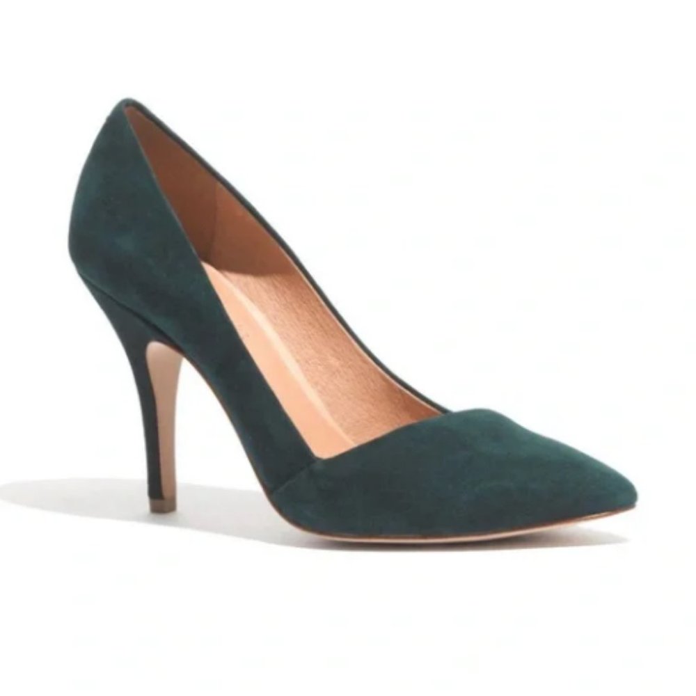 Madewell Mira emerald suede point toe heels 9.5